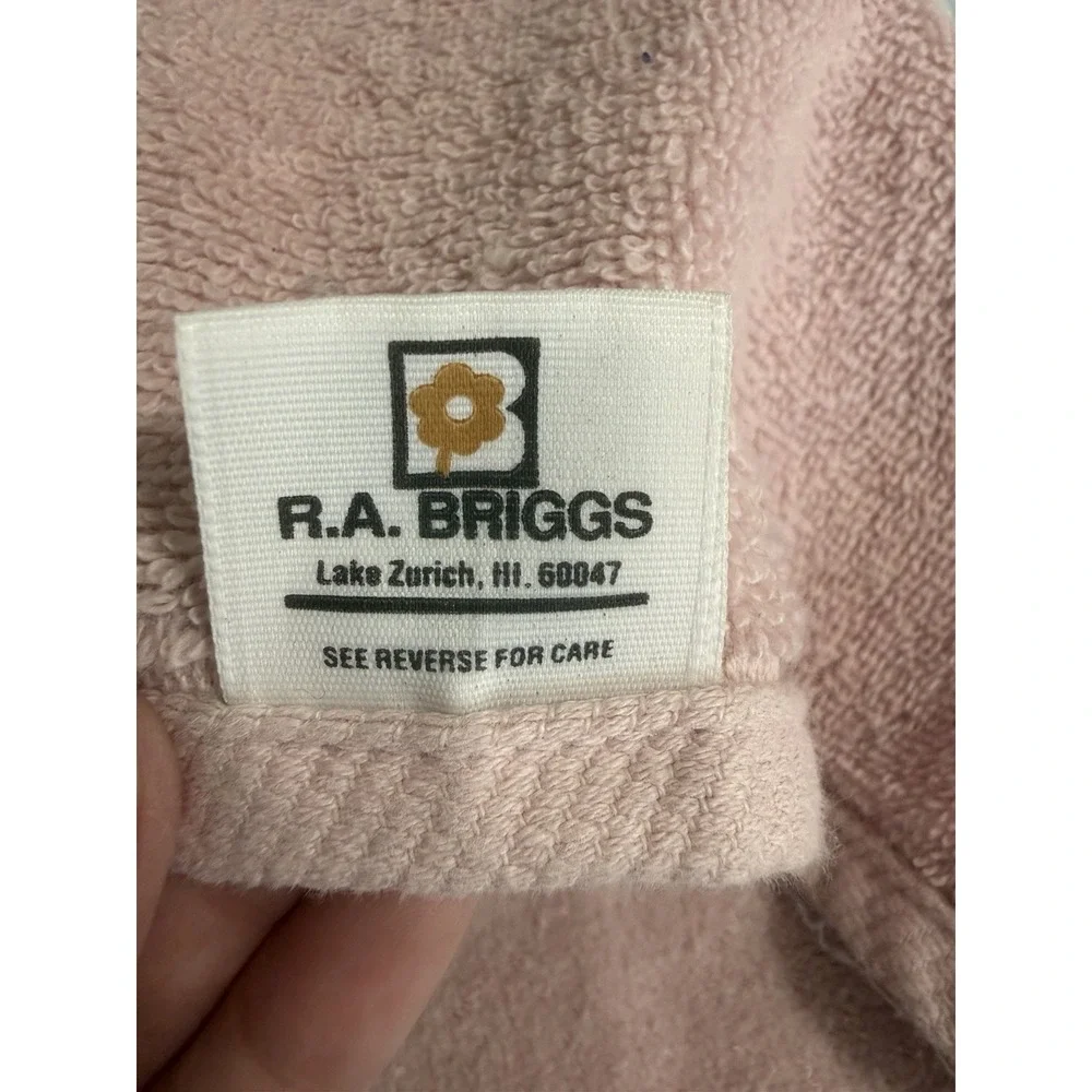 RA Briggs USA Set Bath Hand Towel Rose Flower Eyelet Lace Ruffle Light Pink Vtg